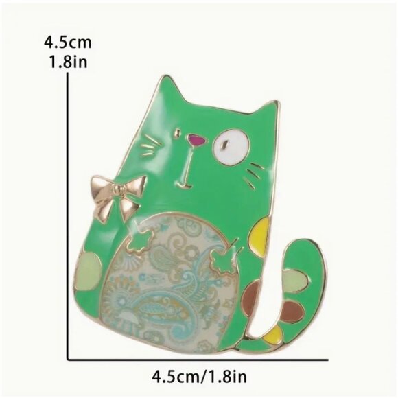Adorable Cute Pink Cat Enamel Brooch Pin Whimsical - Picture 2 of 2